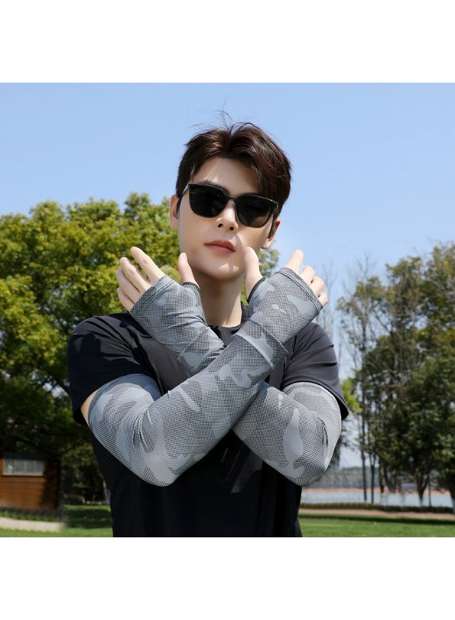Goolsky 1Pair New Cooling Arm Sleeves Gloves for Women & Men - High Elastic Long Sports Sleeves for Summer, Cycling, Fishing, Outdoor - Compression Sleeves with Gloves - Ice Cold Sun Pratection Sleeves - Image 2