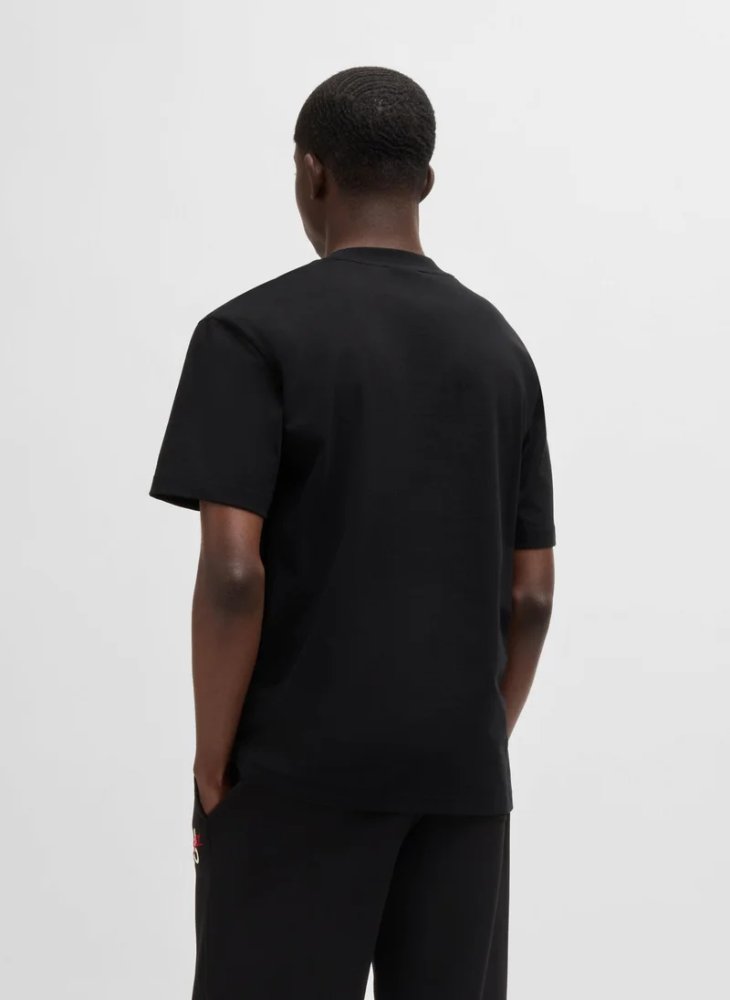 هوجو Cotton-jersey relaxed-fit T-shirt with double logo