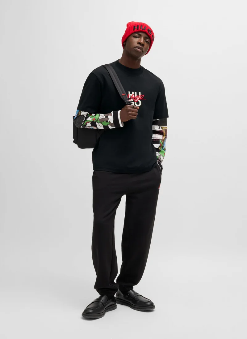 هوجو Cotton-jersey relaxed-fit T-shirt with double logo