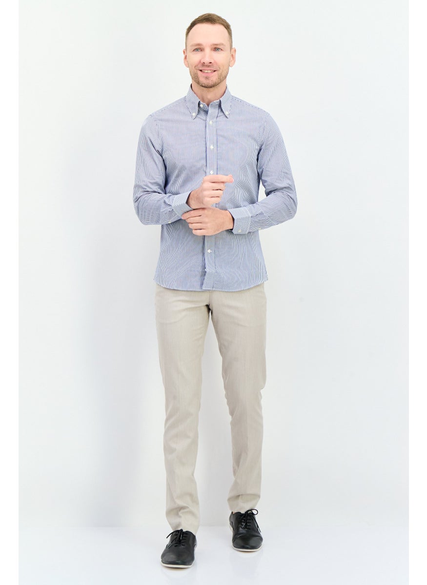 Harmont & Blaine - Men Regular Fit Stripe Long Sleeves Casual Shirt, Navy - Image 1