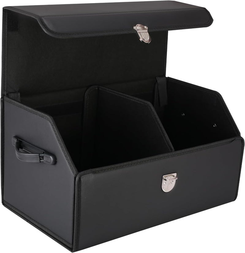Paporich Leather Collapsible Car Trunk Organizer with Lid - Medium - Image 1
