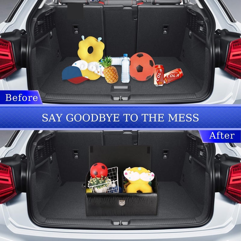 Paporich Leather Collapsible Car Trunk Organizer with Lid - Medium - Image 3