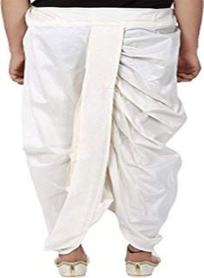 ZEKI سروال دهوتي قطن مخيط جاهز للارتداء للأولاد زكي (أبيض، مقاس حر) - Image 3