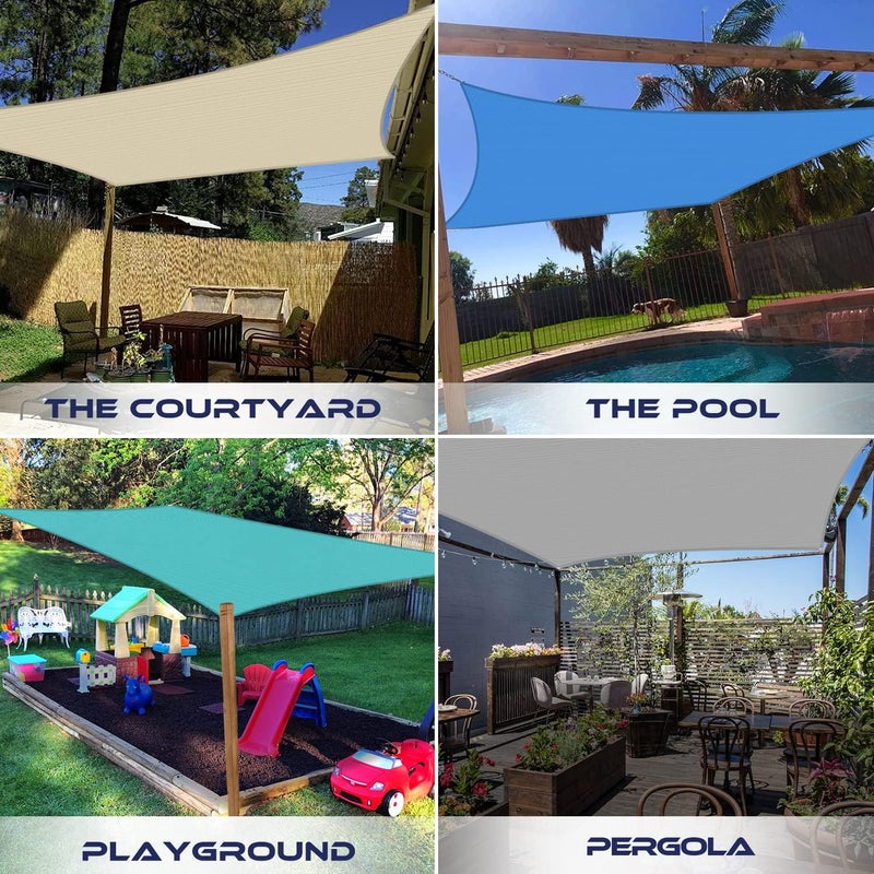 Windscreen4less 10' x 14' Sun Shade Sail Rectangle Outdoor Canopy Cover UV Block for Backyard Porch Pergola Deck Garden Patio (Beige) - Image 2