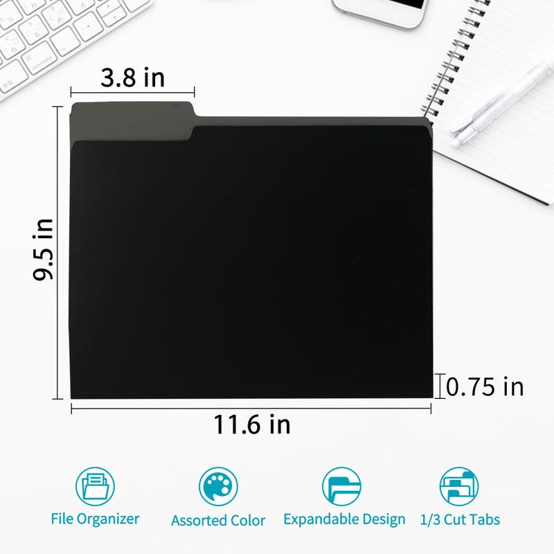 YNXPTBNC 36 Packs Colored File Folders,Black File Folders,Two Tone Color File Folder 8.5 x 11 Inch,1/3 Cut Tabs Letter Size,Manila File Folders for Office,School and Home,Organization - Image 2