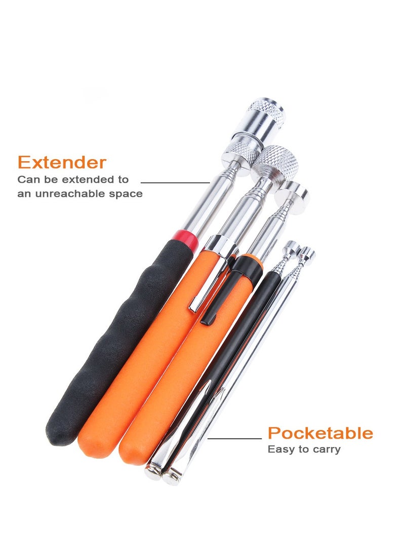 AROAQ Telescoping Magnetic Pickup Tools, Extendable Grabber Mechanic Tools, Mini Portable Telescopic Magnetic Magnet Pen For Picking Up Nut Bolt Extendable Pickup Rod Stick, ( Black with Light ) - Image 3