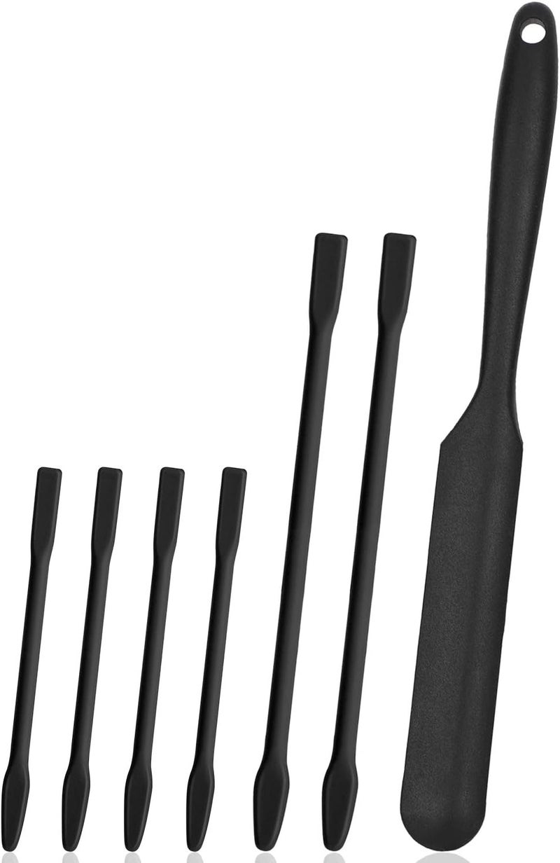 Gartful Store Black Silicone Stir Sticks Kit for Epoxy, 1pcs Silicone Spatula for Resin, 2pcs Large Silicone Stir Sticks, 4pcs Small Silicone Sticks, DIY Craft Tool for Mixing Resin, Paint, Liquid, Set of 7 - Image 1