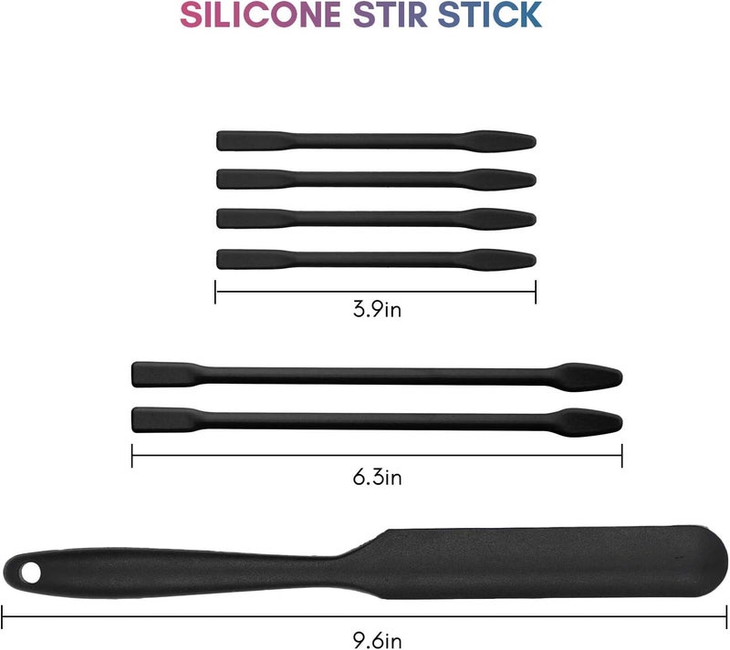 Gartful Store Black Silicone Stir Sticks Kit for Epoxy, 1pcs Silicone Spatula for Resin, 2pcs Large Silicone Stir Sticks, 4pcs Small Silicone Sticks, DIY Craft Tool for Mixing Resin, Paint, Liquid, Set of 7 - Image 2
