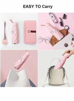 KASTWAVE Mini Travel Umbrella, Mini Windproof Folding Travel Umbrella, Portable Lightweight Compact Parasol with 95% UV Protection for Sun and Rain, Popular Style for Women (Pink)  - Image 5