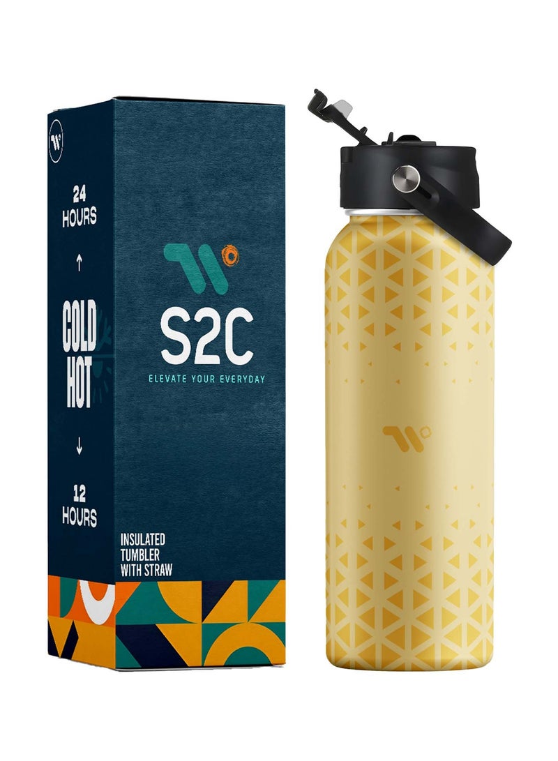 S2C Stainless Steel Water Bottle 1L,32oz Double Wall Vacuum Insulated Water Bottle, BPA Free Water Bottle for Kids School with Spout Lid - Thermos Water Flask for Hot Water, Water Bottles - Image 1
