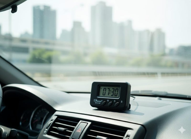 Car Dashboard Alarm Clock Stopwatch with Flexible Stand for Cars Depend on Accurate Time Measurement in Their Daily Works, Whether in Workshops, Laboratories or Technical Projects - Image 1