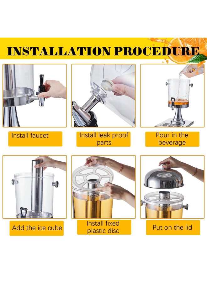 موزع مشروبات جافيوست، موزع مشروبات سعة 8 لتر للحفلات، موزع مشروبات ساخنة وباردة مع حاوية ثلج وصواني تنقيط من الفولاذ المقاوم للصدأ للحفلات، بوفيه تقديم المشروبات الباردة والبيرة - Image 4
