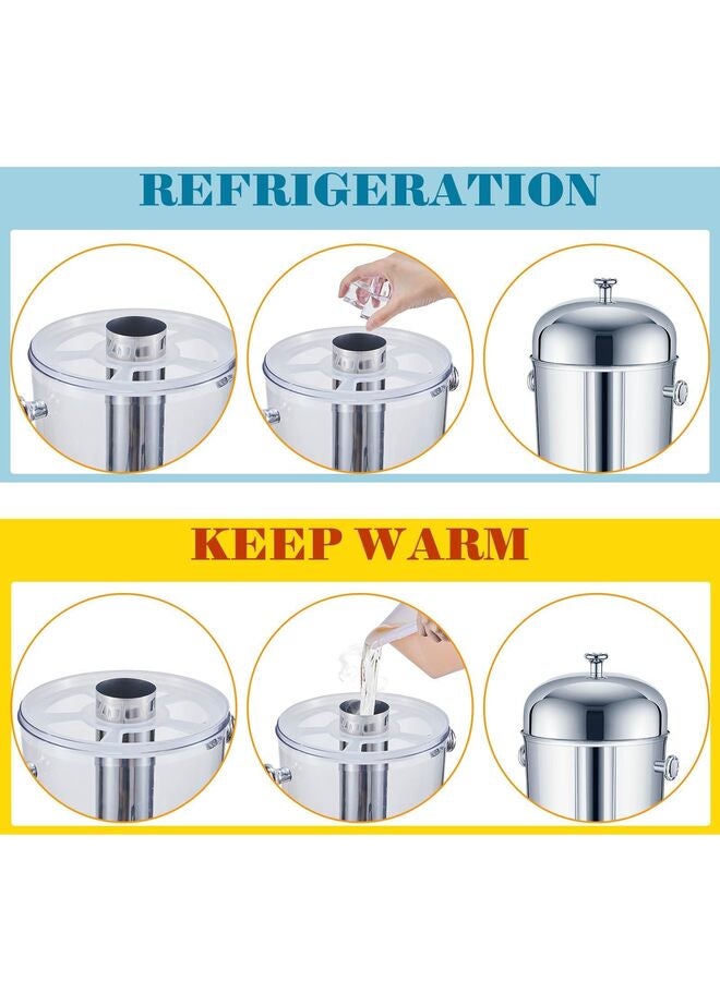 موزع مشروبات جافيوست، موزع مشروبات سعة 8 لتر للحفلات، موزع مشروبات ساخنة وباردة مع حاوية ثلج وصواني تنقيط من الفولاذ المقاوم للصدأ للحفلات، بوفيه تقديم المشروبات الباردة والبيرة - Image 3