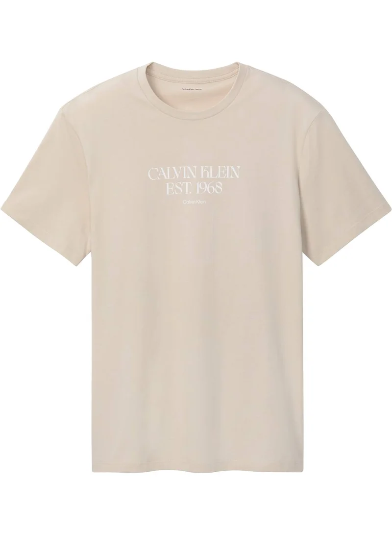 Calvin Klein Jeans Oatmeal Graphic Logo T-shirt for Men | Best Price UAE
