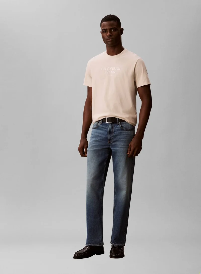 Calvin Klein Jeans Oatmeal Graphic Logo T-shirt for Men | Best Price UAE