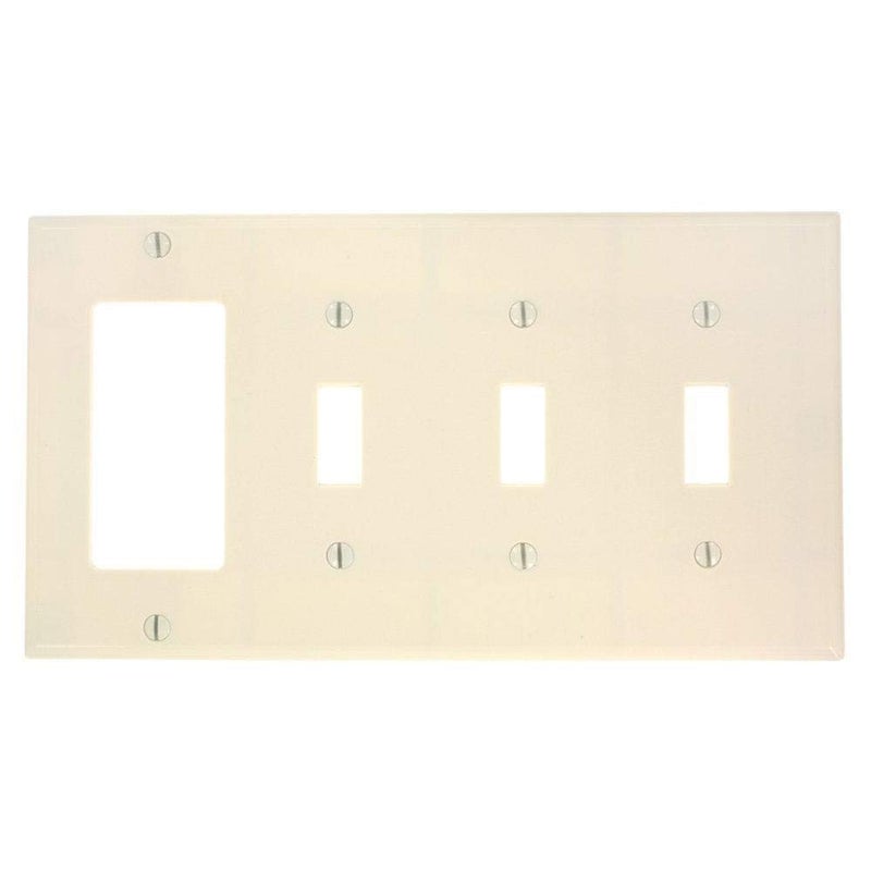 Leviton 4Gang 3Toggle 1DecoraGFCI Device Combination Wallplate P326T Light Almond