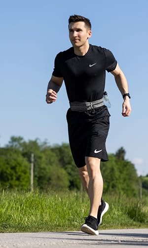 Fitgriff® Running Belt for Men & Women - Secure Jogging Pouch for Phone, Keys & Essentials - For All Cell Phones (Grey, 33.5" - 47.5" Waist Size) - Image 3