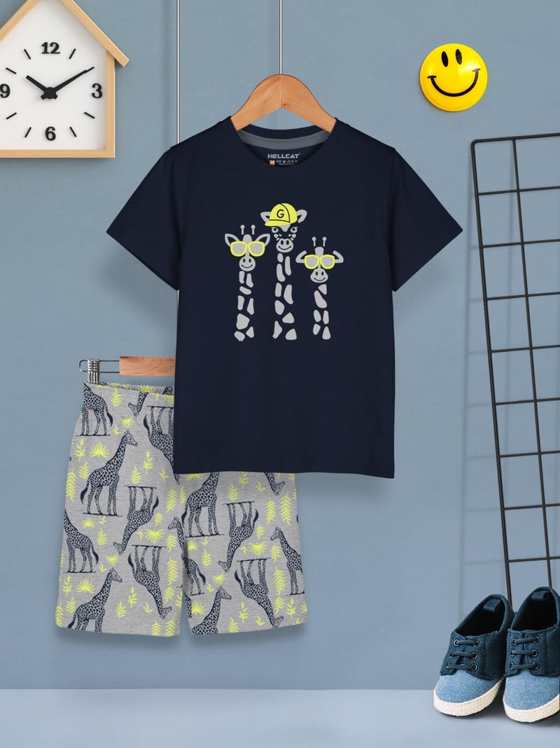 HELLCAT Boys Dress Clothing Set Combo with Tshirts & Shorts - Pack 1 Navy 1-2 Years - Image 2