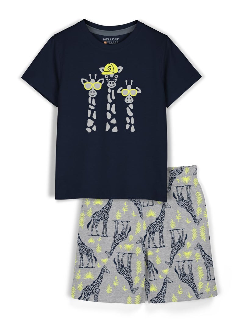 HELLCAT Boys Dress Clothing Set Combo with Tshirts & Shorts - Pack 1 Navy 1-2 Years - Image 1