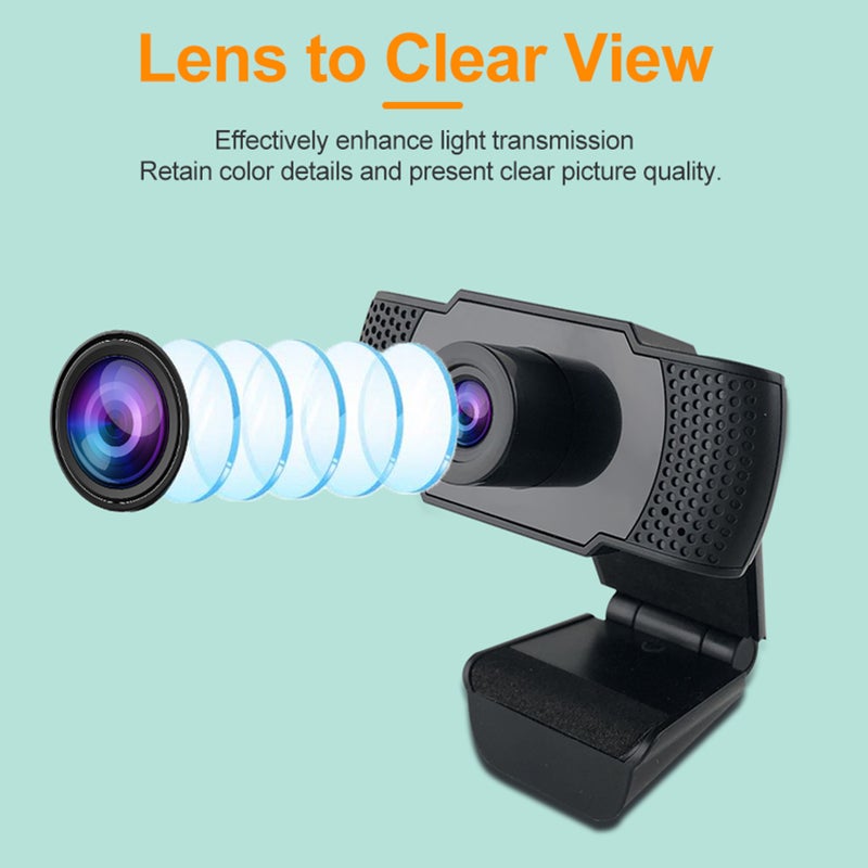 1080P Clear Webcam 2MP USB Computer Camera Built-in Noise Reduction Microphone,  Manual Focus Lens, Widely Compatible, Suitable to Live Streaming, Online Teaching, Video Call, Video Conference,etc. - Image 4