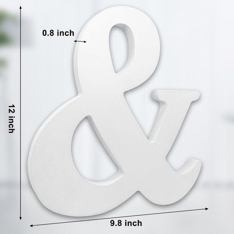 AOCEAN 12 Inch White Big Wood Letters Unfinished Wooden Letters for Wall Decor Decorative Standing Letters Slices Sign Board Decoration for Craft Home Party Projects (&) - Image 2