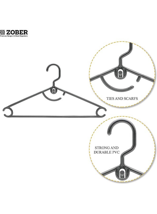 زوبير ZOBER شماعات بلاستيكية بيضاء قياسية | عبوة من 50 | مع خطافات للحزام، متينة ونحيفة، وخفيفة الوزن | للقمصان والسراويل والفساتين | يتم تعليقه حتى 5.5 رطل - Image 4