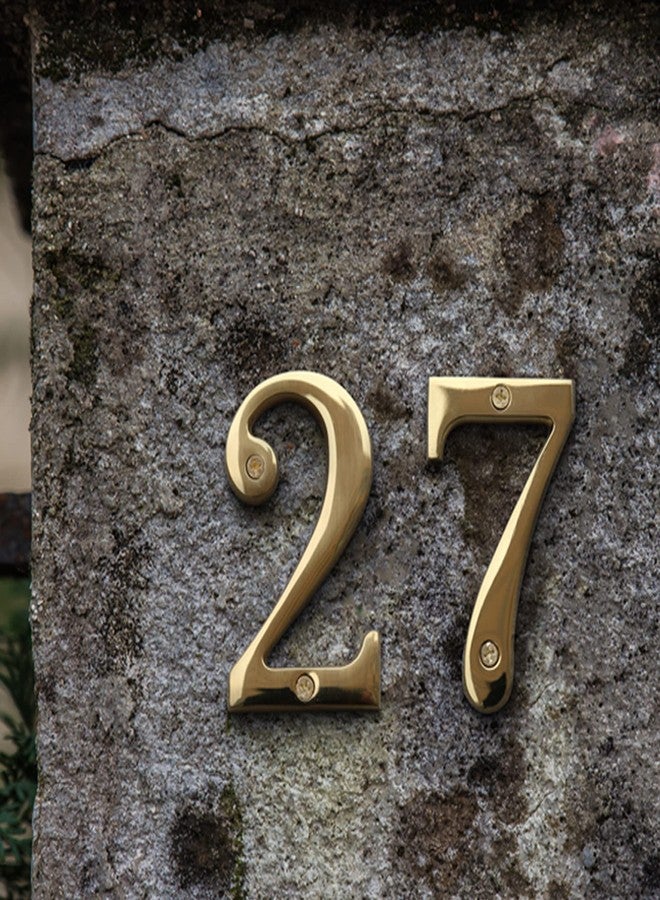HASWARE 4 Inch Brass Modern Curvy House Numbers for Outside Polished Brass Finish Stylish Door Signage Plaque Street Home Address Numerals (1, Brass) - Image 5