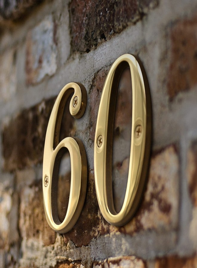 HASWARE 4 Inch Brass Modern Curvy House Numbers for Outside Polished Brass Finish Stylish Door Signage Plaque Street Home Address Numerals (1, Brass) - Image 3