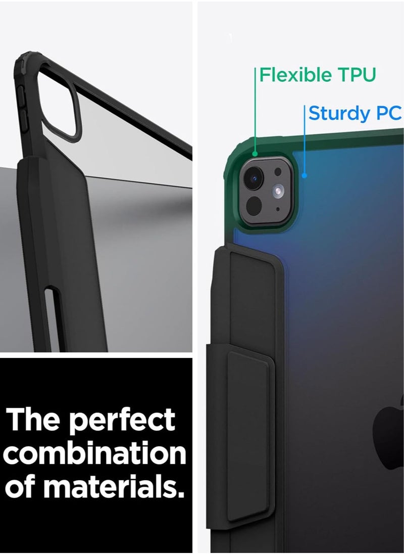 Spigen - Air Skin Pro for iPad Pro 11 inch Case Cover (2024) M4 with Detachable Magnetic Cover, Transparent Back and Pencil Holder - Black - Image 1