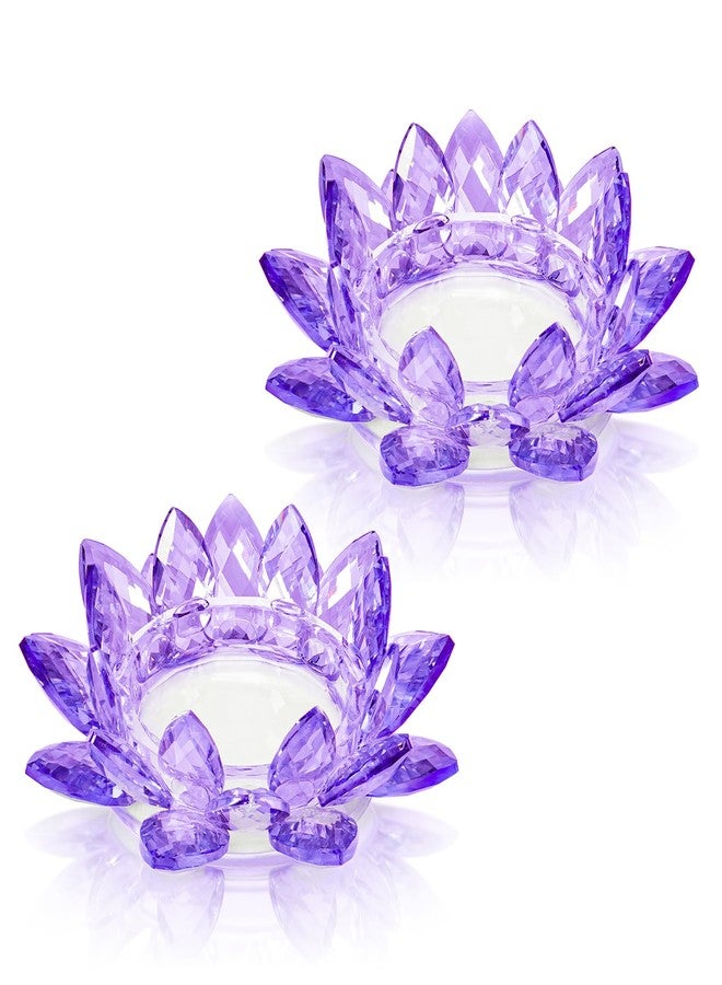 kehail Crystal Flower Jewelry Tray, Transparent Decorative Trinket Dish for Rings, Earrings, Necklaces, Keys for Vanity Dresser Nightstand, Elegant Gift for Women Mother's Day (2, 6.3"(W)- Purple) - Image 1