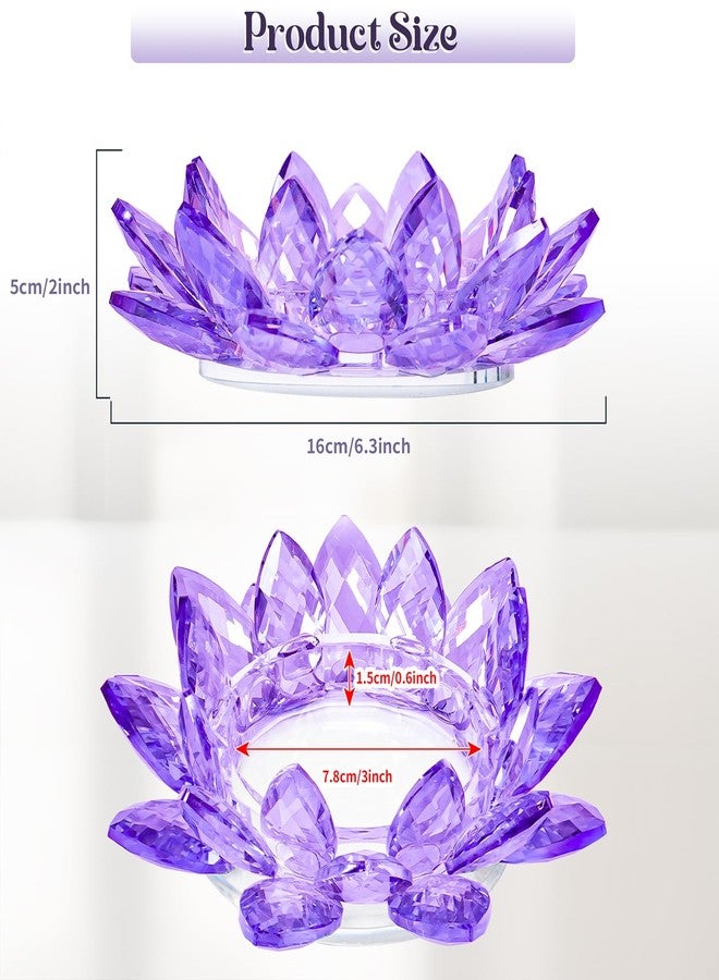kehail Crystal Flower Jewelry Tray, Transparent Decorative Trinket Dish for Rings, Earrings, Necklaces, Keys for Vanity Dresser Nightstand, Elegant Gift for Women Mother's Day (2, 6.3"(W)- Purple) - Image 2