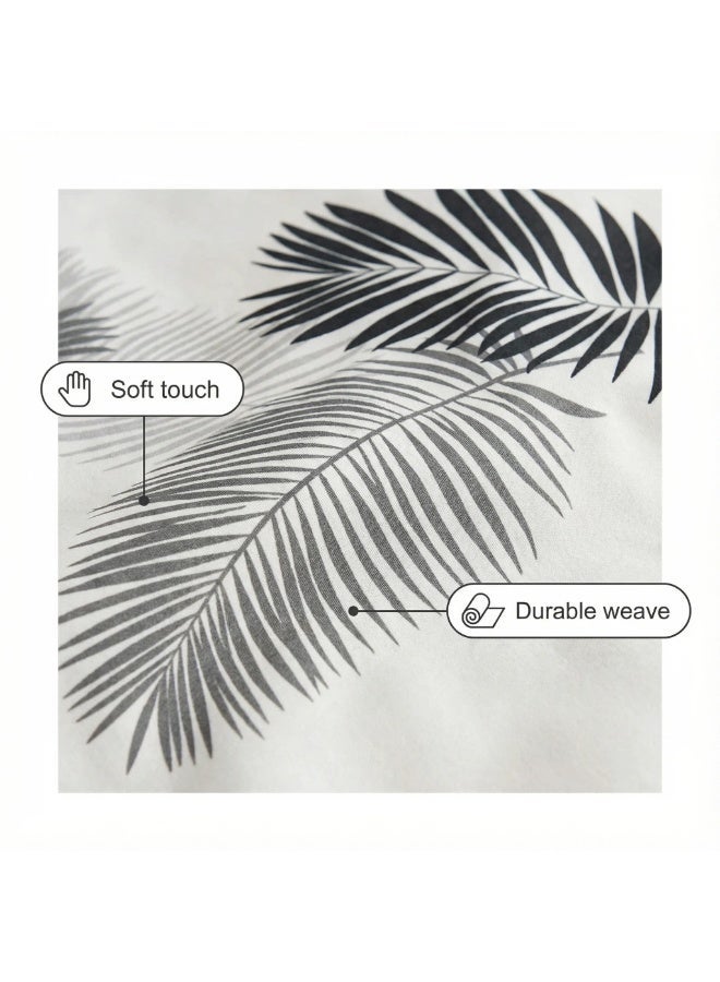 Bluejw Queen Decorative Luxury Leaf Print Bedding Duvet Cover Set King Size 4 Pcs Include 1 Quilt Cover 180 x 220cm & Pillow Cases 48 x 74cm & 1 Bedsheet 230 x 220cm Super Microfiber Soft Quality Cotton Blend Bedding Set  for Girls Teens Bedroom Decor Bed NO Comforter White Grey - Image 5