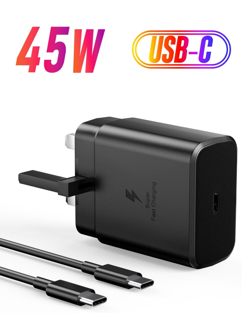 NEW 45W Super Fast USB-C Charger for Samsung Galaxy S24/S23/S22 Series – Includes 6.6FT 5A Type-C Cable - Image 1