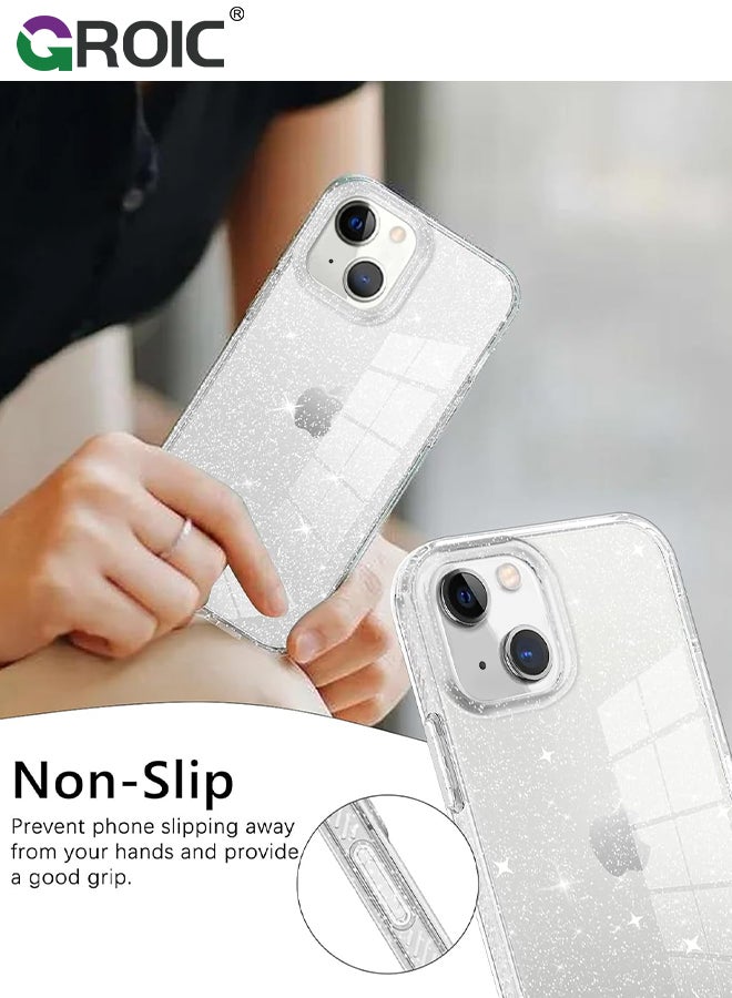 GROIC جراب لامع متوافق مع iPhone 15 Plus، مع واقي شاشة 3X + واقي عدسة كاميرا 3X، غطاء هاتف شفاف لامع رفيع مقاوم للصدمات، غطاء TPU ناعم لهاتف iPhone 15 Plus مقاس 6.7 بوصة - Image 2