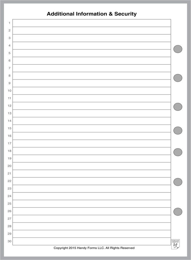 Handy Forms Classic Size Login Password List, Sized and Punched with 7 Holes for 7-Ring Notebooks Such as Franklin, etc. (5.5" x 8.5") - Image 2