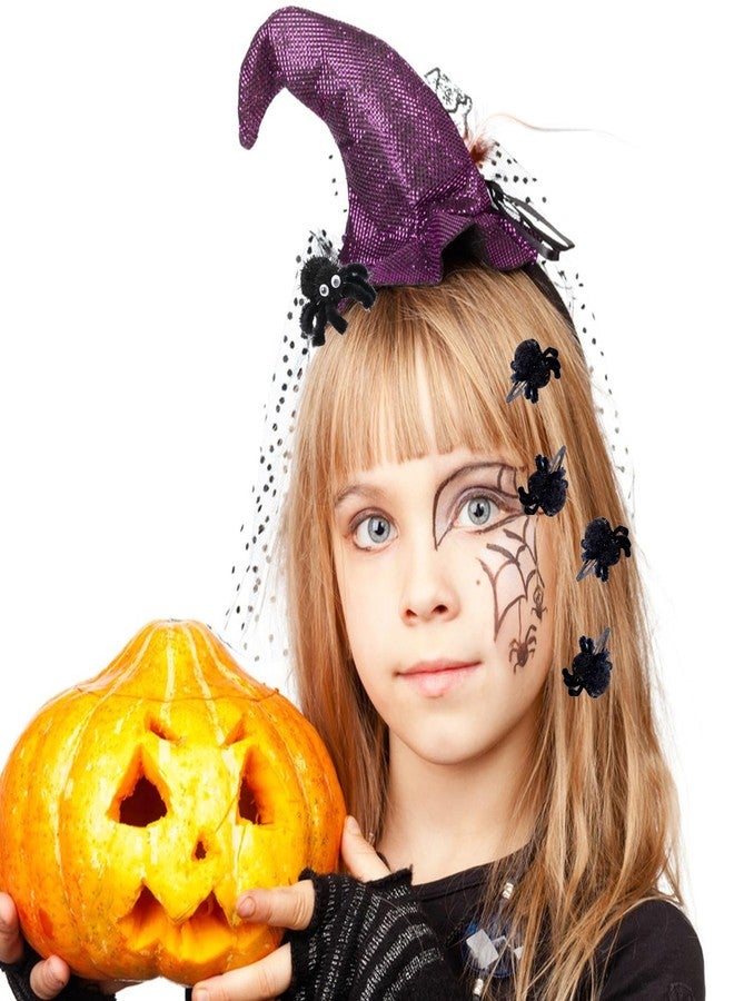 PinkSheep مشبك شعر عنكبوت هالوين من بينك شيب للفتيات، 2 بوصة، 6 قطع، إكسسوارات شعر من قماش فروي، زينة زي هالوين، إكسسوارات يوم الشعر المجنون - Image 3