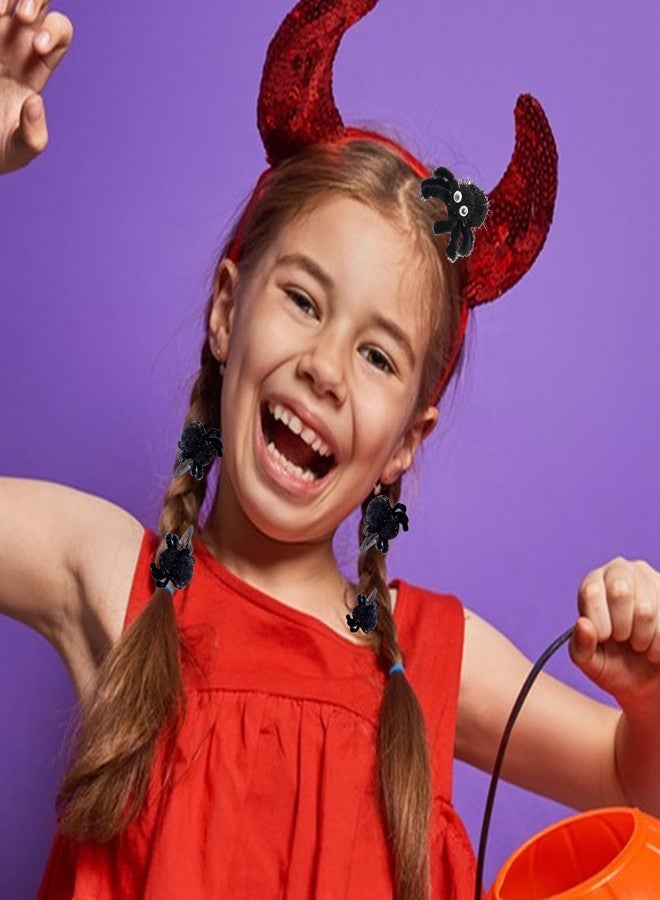 PinkSheep مشبك شعر عنكبوت هالوين من بينك شيب للفتيات، 2 بوصة، 6 قطع، إكسسوارات شعر من قماش فروي، زينة زي هالوين، إكسسوارات يوم الشعر المجنون - Image 4