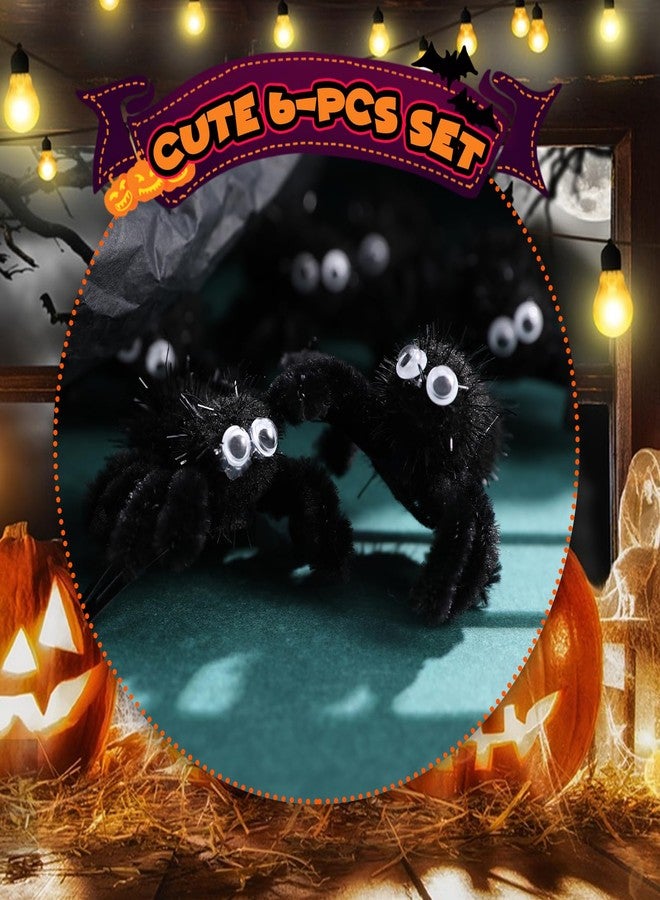 PinkSheep مشبك شعر عنكبوت هالوين من بينك شيب للفتيات، 2 بوصة، 6 قطع، إكسسوارات شعر من قماش فروي، زينة زي هالوين، إكسسوارات يوم الشعر المجنون - Image 5