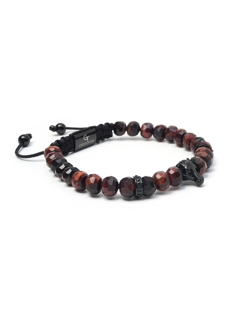 Lunnora red Red Tiger Eye Natural Stone Bead Bracelet with Black Arabian Horse – Bracelet for Men, Men’s Bracelet, Gifts for Men, Bracelets for Men – 100% Natural, Adjustable One Size Fits All for Men | Best Price UAE