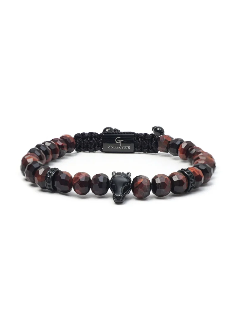 Lunnora red Red Tiger Eye Natural Stone Bead Bracelet with Black Arabian Horse – Bracelet for Men, Men’s Bracelet, Gifts for Men, Bracelets for Men – 100% Natural, Adjustable One Size Fits All for Men | Best Price UAE