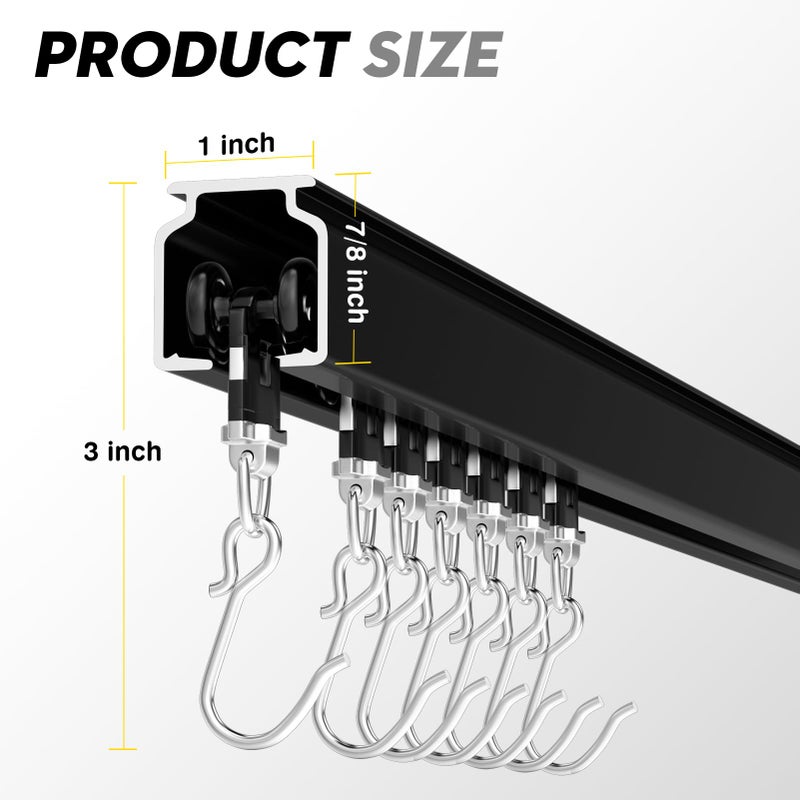 SOLOKOS Room divider Ceiling Track set for Curtains with hooks, Corner Connectors(Set of 2) and top brackets Curtain Rail System (9-12 ft Track Set) Black - Image 3
