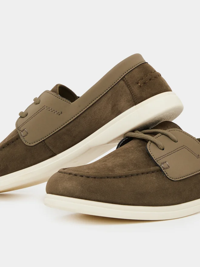 Styli brown Styli Men Faux Suede Lace-Up Casual Loafers for Men | Best Price UAE