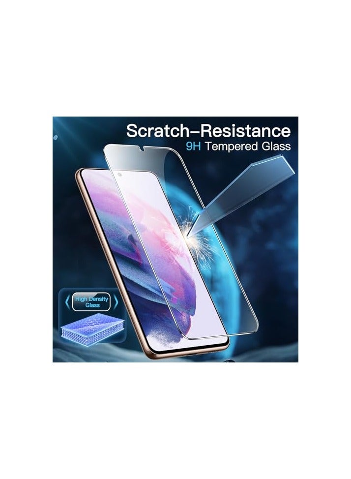 جي تيك واقي شاشة JETech لهاتف Samsung Galaxy S21 5G مقاس 6.2 بوصة، طبقة من الزجاج المقوى مع أداة تثبيت سهلة، متوافق مع معرف بصمة الإصبع، شفاف عالي الدقة، 3 عبوات - Image 2