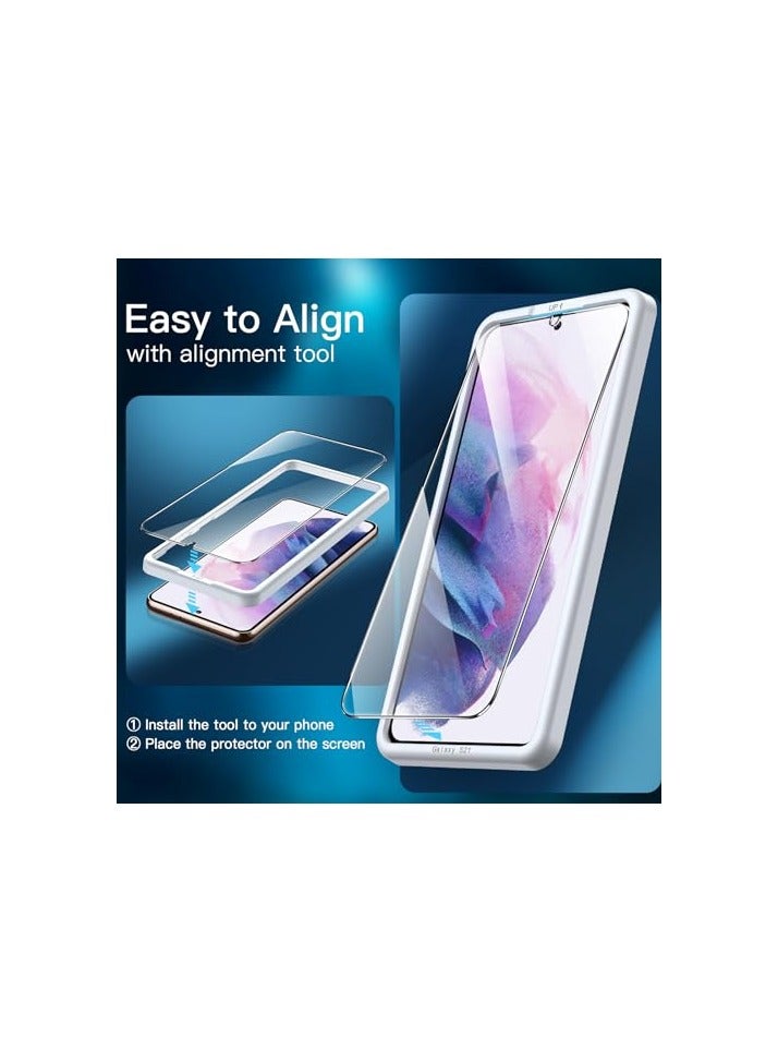 جي تيك واقي شاشة JETech لهاتف Samsung Galaxy S21 5G مقاس 6.2 بوصة، طبقة من الزجاج المقوى مع أداة تثبيت سهلة، متوافق مع معرف بصمة الإصبع، شفاف عالي الدقة، 3 عبوات - Image 3