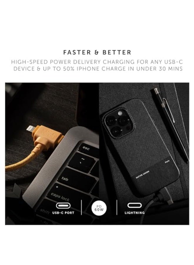 ناتيف يونيون كابل Belt Duo USB-C إلى C + Lighthing بطول 1.8 متر - كابل شحن عالمي، مع حزام جلدي، لهاتف Apple iPhone 15/14/13/12/Pro/Max، 11/Pro/Max، XS/XR/X/Max، iPad Air/Pro، Airpods - Image 3