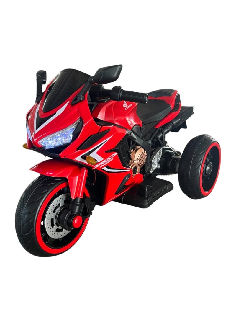 Kids Electric Ride-On Motorcycle – 3-Wheel Rechargeable Bike with LED Lights & Sound – Red, 92cm Length - Image 4