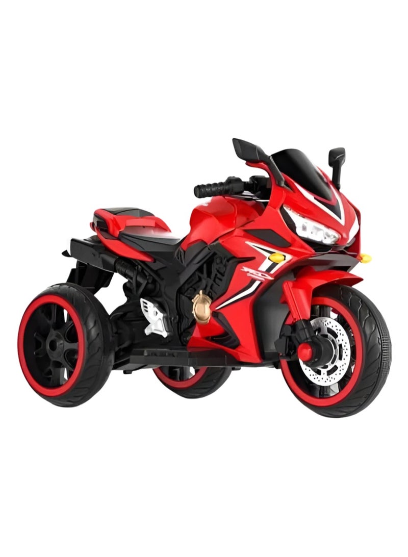 Kids Electric Ride-On Motorcycle – 3-Wheel Rechargeable Bike with LED Lights & Sound – Red, 92cm Length - Image 2
