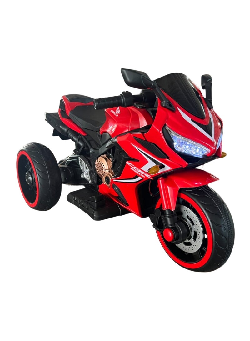 Kids Electric Ride-On Motorcycle – 3-Wheel Rechargeable Bike with LED Lights & Sound – Red, 92cm Length - Image 5