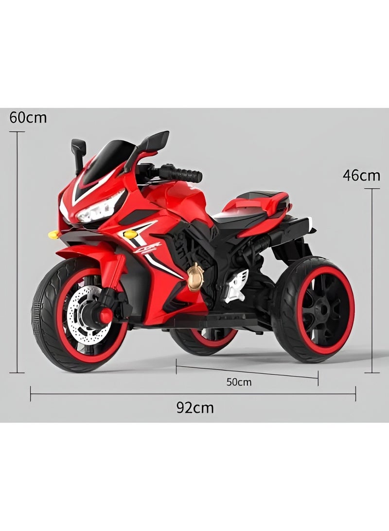 Kids Electric Ride-On Motorcycle – 3-Wheel Rechargeable Bike with LED Lights & Sound – Red, 92cm Length - Image 3