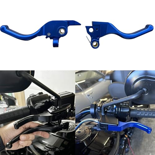COKTNNI Motorcycle 3 Finger Clutch Brake Lever CNC Short Hand Clutch Brake Lever Fit for 20242025 Harley Road Glide Street Glide Road Glide CVO Road Glide ST Blue - Image 3